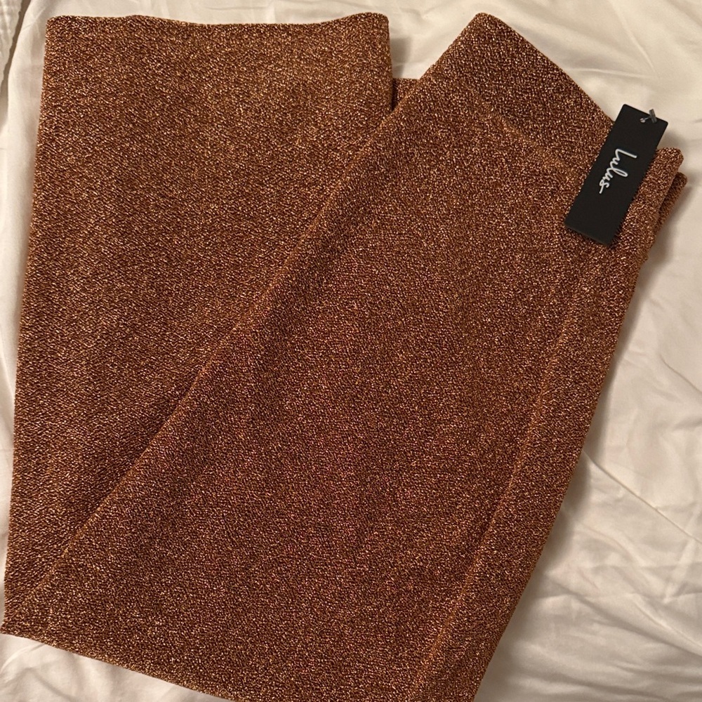 Lulu's Shimmering Gold Pencil Skirt
